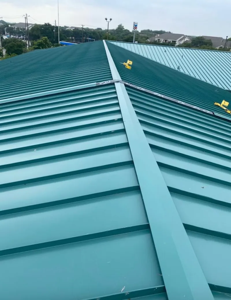 Green commercial metal roof ridge and valley for Metal Roof Repair in Cannon